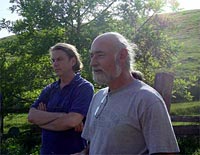 David & Mark outside the barn in Marinduring a rehearsal break in May
